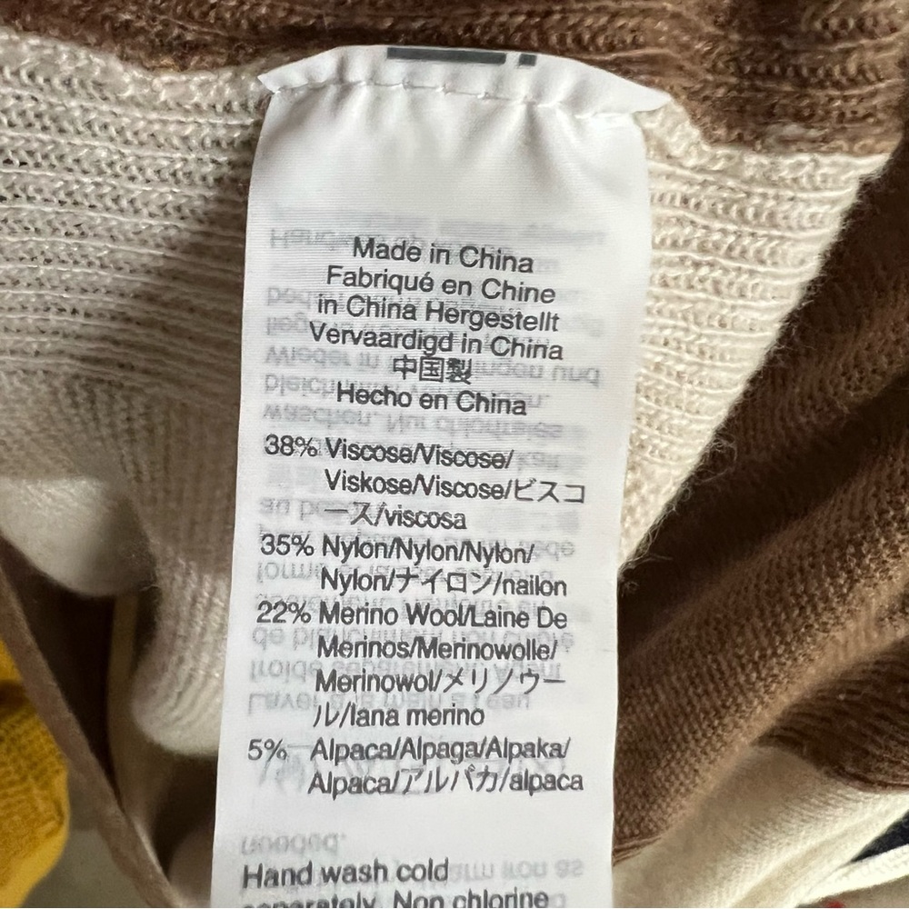 MADEWELL Oversized Colorblock Cream and Tan Merino Kimball Pullover Sweater, XS - Picture 10 of 13